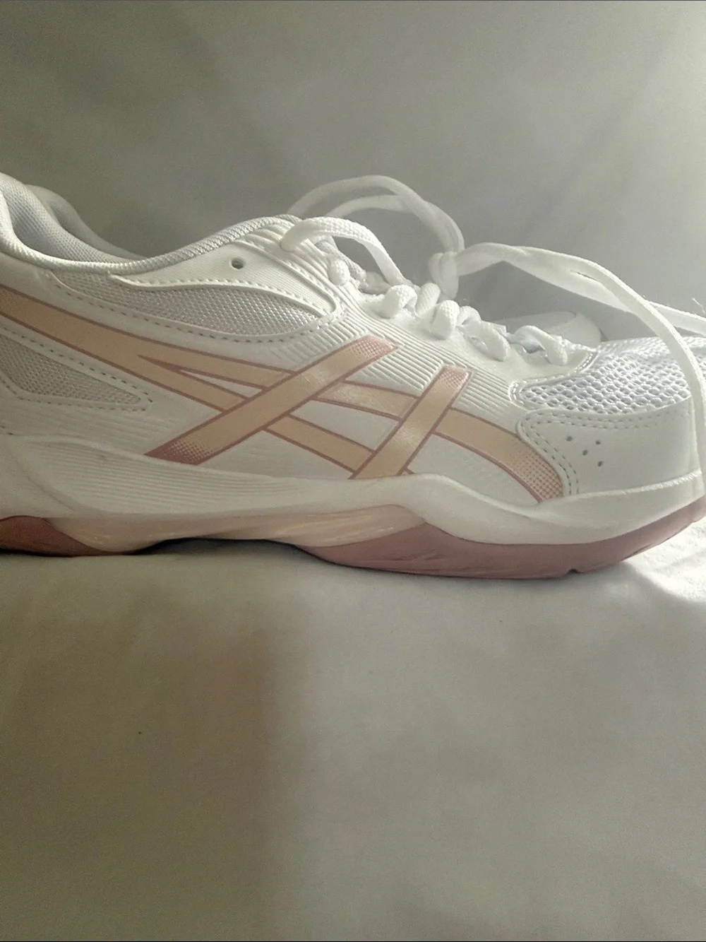 Asics Gel-Rocket 12 White and Light Pink Women's Athletic Sneakers - Picture 1 of 9